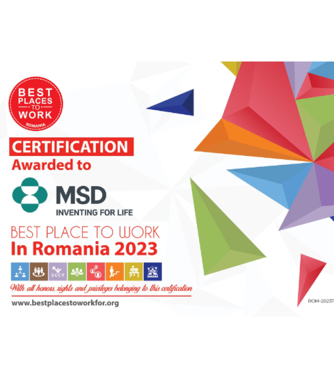 Image for MSD România primește o nouă certificare în programul Cei mai buni angajatori | Best Place to work 2023